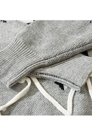 Style Core Aesthetics, New Style Trends Flame Checkerboard Heart Pattern Sweater