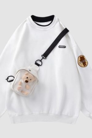 Style Core Aesthetics, New Style Trends Fleece Hoodie +Teddy Bear Bag