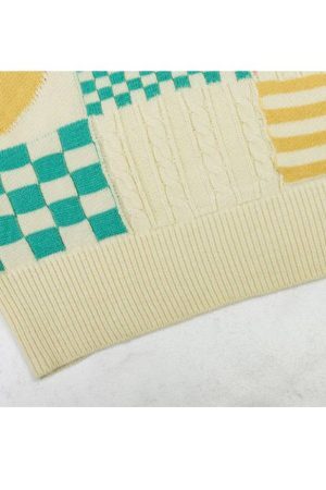 Style Core Aesthetics, New Style Trends Floral And Check Pattern Sweater