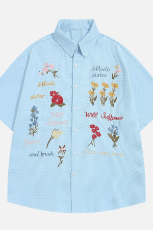 Style Core Aesthetics, New Style Trends Floral Embroidered Summer Shirt