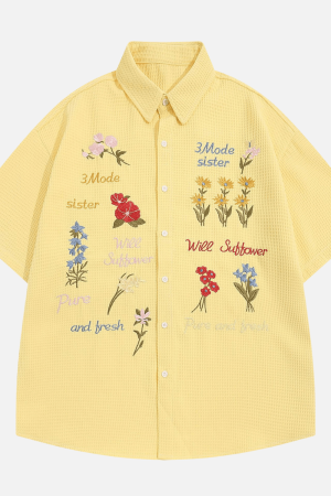 Style Core Aesthetics, New Style Trends Floral Embroidered Summer Shirt