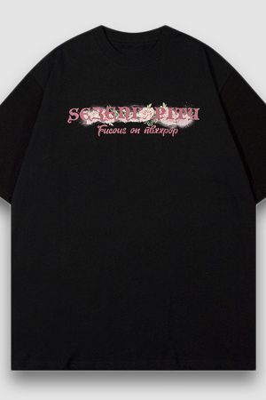 Style Core Aesthetics, New Style Trends Flower Heart Pattern Printed Tee