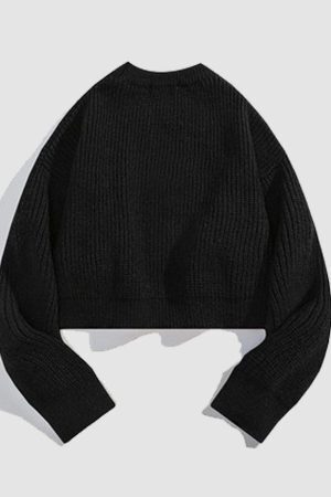 Style Core Aesthetics, New Style Trends Flower & Letter Pattern Cropped Sweater