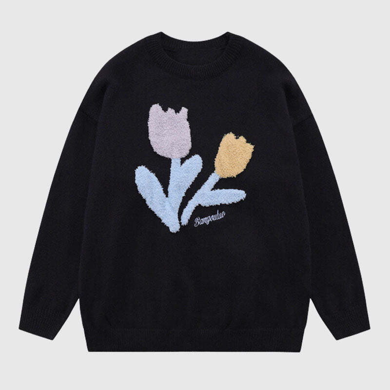 Style Core Aesthetics, New Style Trends Flower Pattern Embroidered Pullover Style Core Aesthetics, New Style Trends Flower Pattern Embroidered Pullover