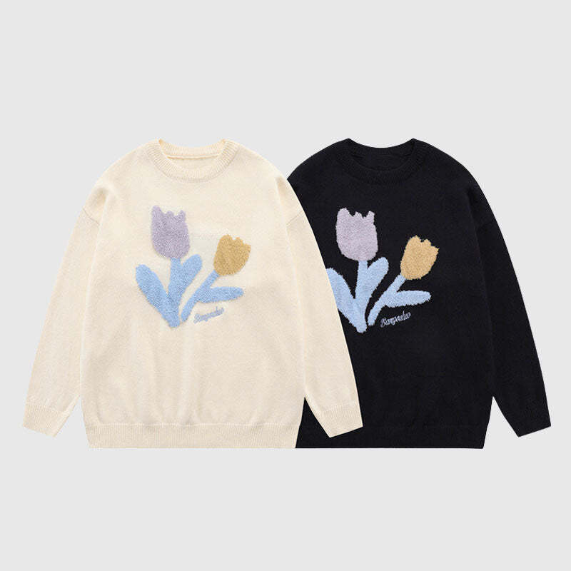 Style Core Aesthetics, New Style Trends Flower Pattern Embroidered Pullover Style Core Aesthetics, New Style Trends Flower Pattern Embroidered Pullover