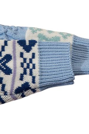 Style Core Aesthetics, New Style Trends Flower Pattern Stitching Knit Pullover