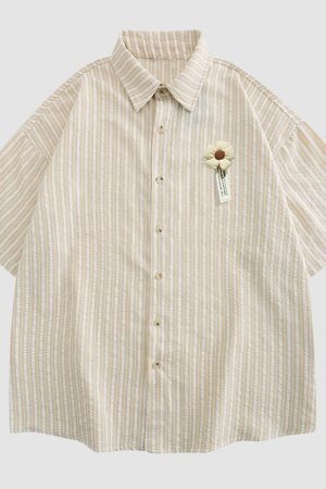 Style Core Aesthetics, New Style Trends Flower Stripe Shirt