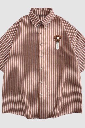Style Core Aesthetics, New Style Trends Flower Stripe Shirt