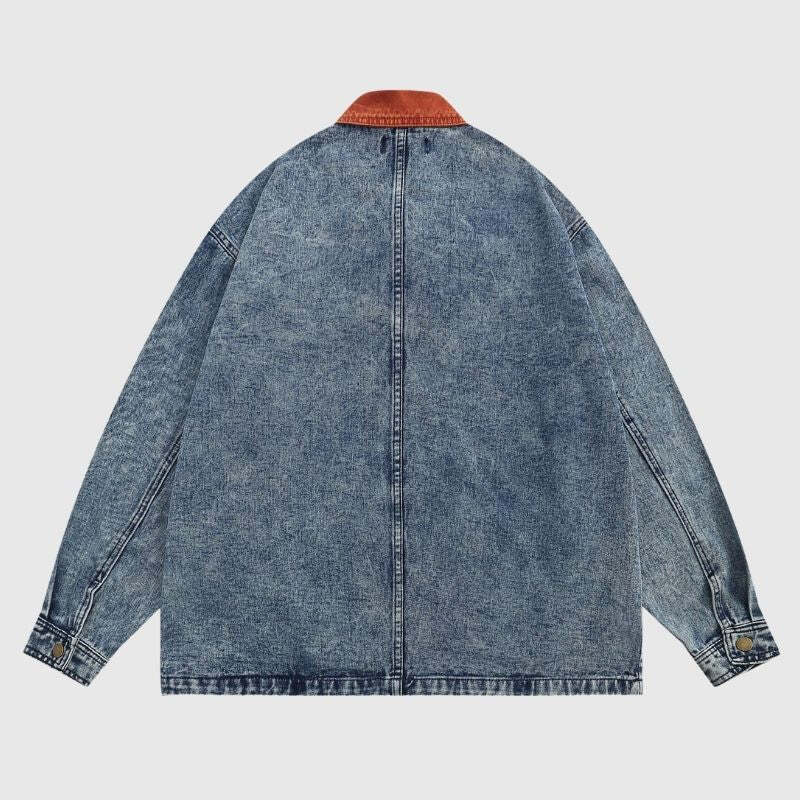 Style Core Aesthetics, New Style Trends Foliage Embroidered Multi-Pocket Denim Jacket Style Core Aesthetics, New Style Trends Foliage Embroidered Multi-Pocket Denim Jacket