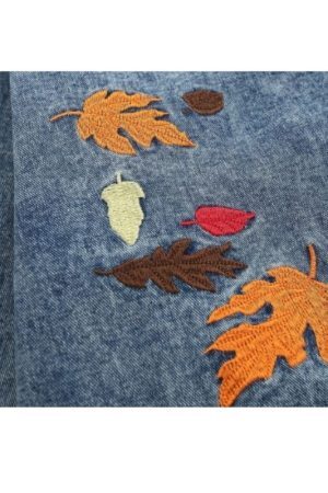 Style Core Aesthetics, New Style Trends Foliage Embroidered Multi-Pocket Denim Jacket