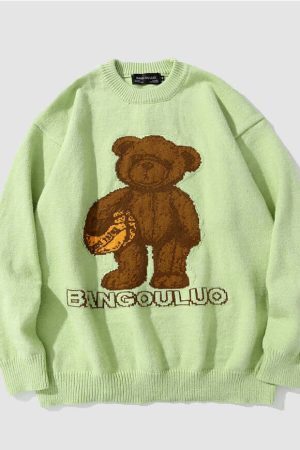 Style Core Aesthetics, New Style Trends Football Bear Sweater