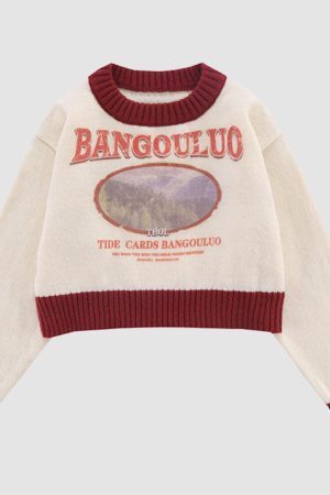 Style Core Aesthetics, New Style Trends Forest Photo Print Cropped Sweater