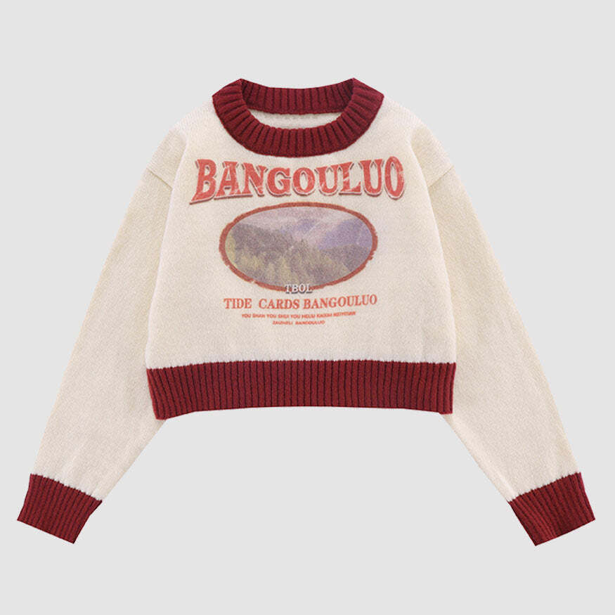 Style Core Aesthetics, New Style Trends Forest Photo Print Cropped Sweater