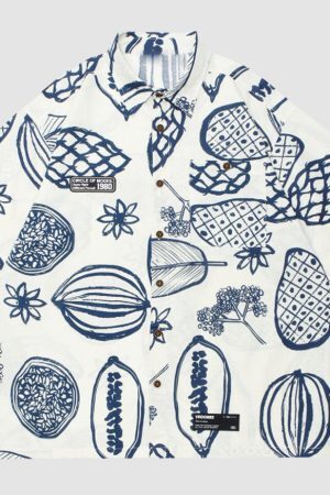 Style Core Aesthetics, New Style Trends Fruit Graffiti Summer Shirt