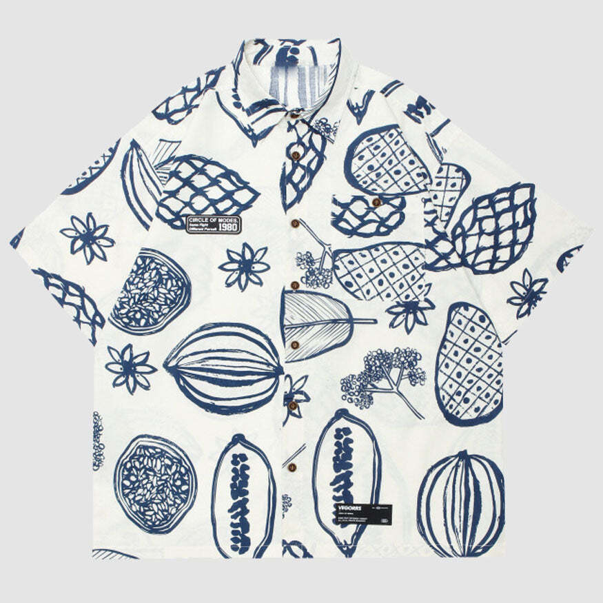 Style Core Aesthetics, New Style Trends Fruit Graffiti Summer Shirt