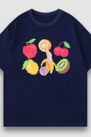Style Core Aesthetics, New Style Trends Fruit Pixel Art Print Tee