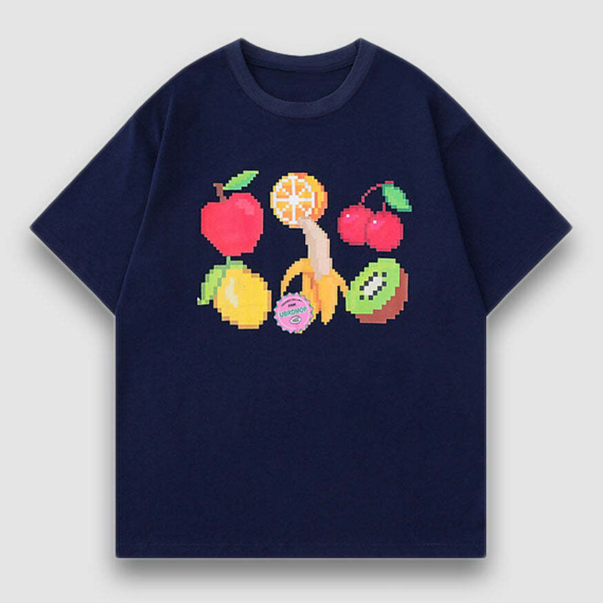 Style Core Aesthetics, New Style Trends Fruit Pixel Art Print Tee