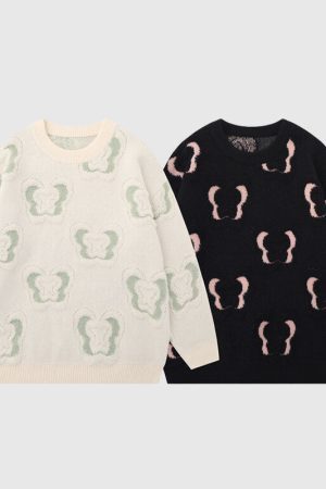 Style Core Aesthetics, New Style Trends Full Butterfly Embroidered Pullover