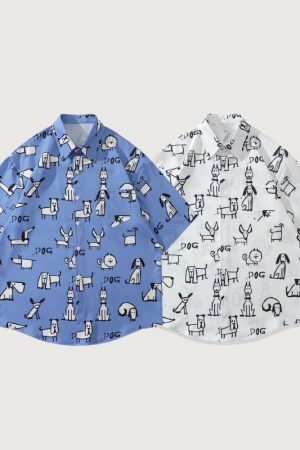 Style Core Aesthetics, New Style Trends Fun Cartoon Print Shirt