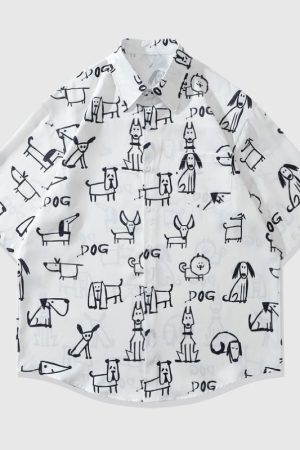 Style Core Aesthetics, New Style Trends Fun Cartoon Print Shirt