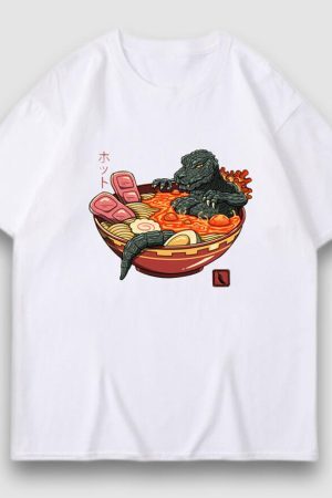 Style Core Aesthetics, New Style Trends Funny Bathing Cartoon Print Tee