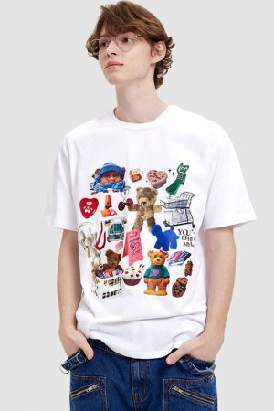 Style Core Aesthetics, New Style Trends Funny Bear Print Tee
