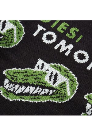 Style Core Aesthetics, New Style Trends Funny Crocodile Pattern Sweater