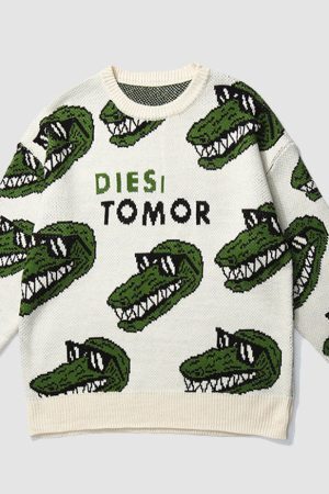 Style Core Aesthetics, New Style Trends Funny Crocodile Pattern Sweater