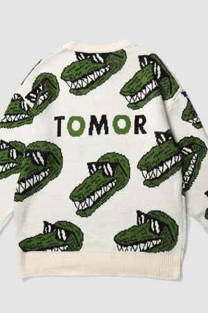 Style Core Aesthetics, New Style Trends Funny Crocodile Pattern Sweater