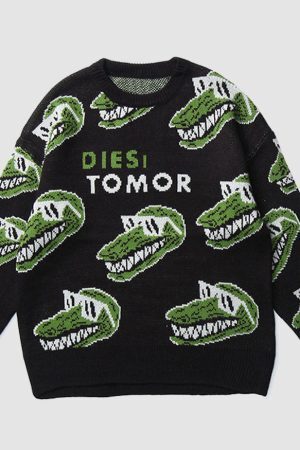 Style Core Aesthetics, New Style Trends Funny Crocodile Pattern Sweater