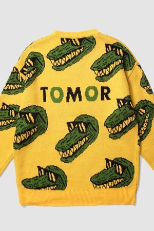 Style Core Aesthetics, New Style Trends Funny Crocodile Pattern Sweater