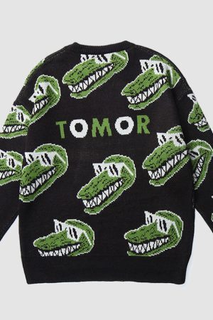 Style Core Aesthetics, New Style Trends Funny Crocodile Pattern Sweater