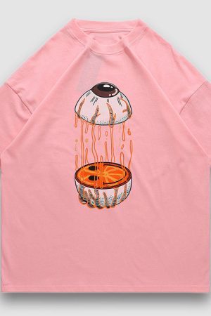 Style Core Aesthetics, New Style Trends Funny Eyes Print Tee