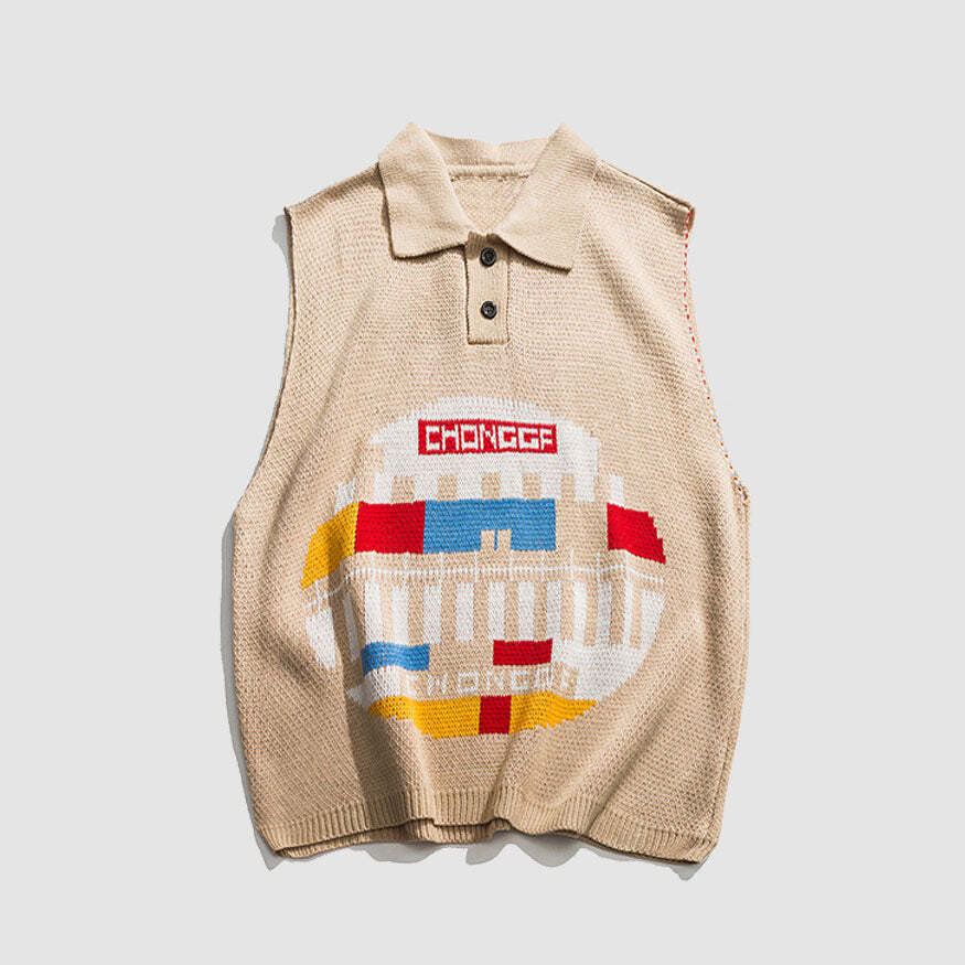 Style Core Aesthetics, New Style Trends Funny Graphic Pattern Vest Sweater Style Core Aesthetics, New Style Trends Funny Graphic Pattern Vest Sweater