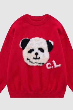 Style Core Aesthetics, New Style Trends Funny Panda Pattern Sweater