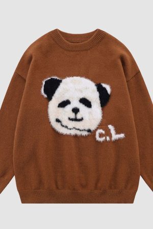 Style Core Aesthetics, New Style Trends Funny Panda Pattern Sweater