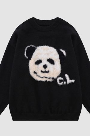Style Core Aesthetics, New Style Trends Funny Panda Pattern Sweater
