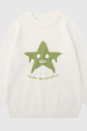 Style Core Aesthetics, New Style Trends Funny Star Pattern Embroidered Pullover