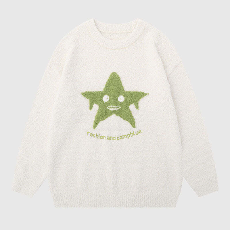 Style Core Aesthetics, New Style Trends Funny Star Pattern Embroidered Pullover