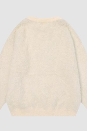 Style Core Aesthetics, New Style Trends Fuzzy Rabbit Pattern Sweater