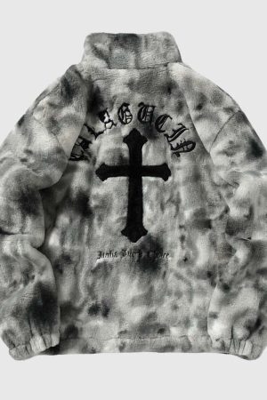 Style Core Aesthetics, New Style Trends Fuzzy Tie-Dye Sherpa Padded Jacket