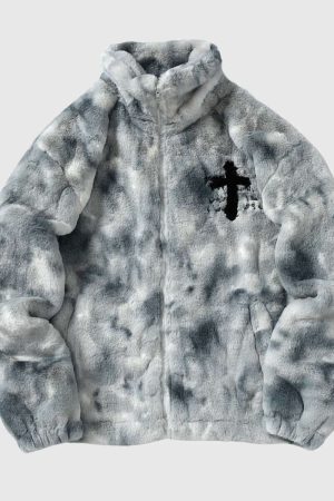 Style Core Aesthetics, New Style Trends Fuzzy Tie-Dye Sherpa Padded Jacket