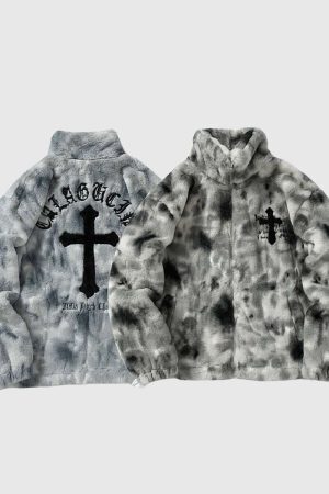 Style Core Aesthetics, New Style Trends Fuzzy Tie-Dye Sherpa Padded Jacket