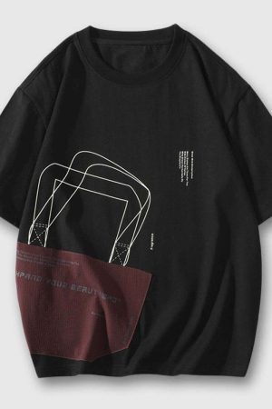 Style Core Aesthetics, New Style Trends Geometric Patchwork Tee