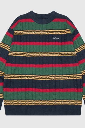 Style Core Aesthetics, New Style Trends Geometric Print Colorblock Sweater