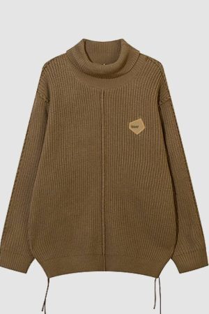 Style Core Aesthetics, New Style Trends Geometry Label Turtleneck Sweater