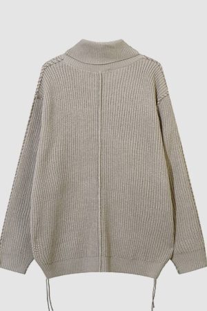 Style Core Aesthetics, New Style Trends Geometry Label Turtleneck Sweater