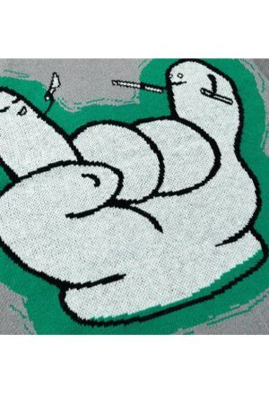 Style Core Aesthetics, New Style Trends Gesture Print Knitted Sweater