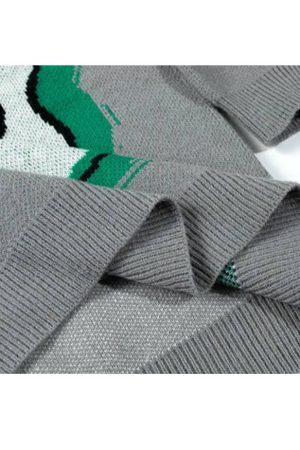 Style Core Aesthetics, New Style Trends Gesture Print Knitted Sweater