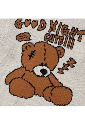 Style Core Aesthetics, New Style Trends GOOD NIGHT Bear Pattern Sweater